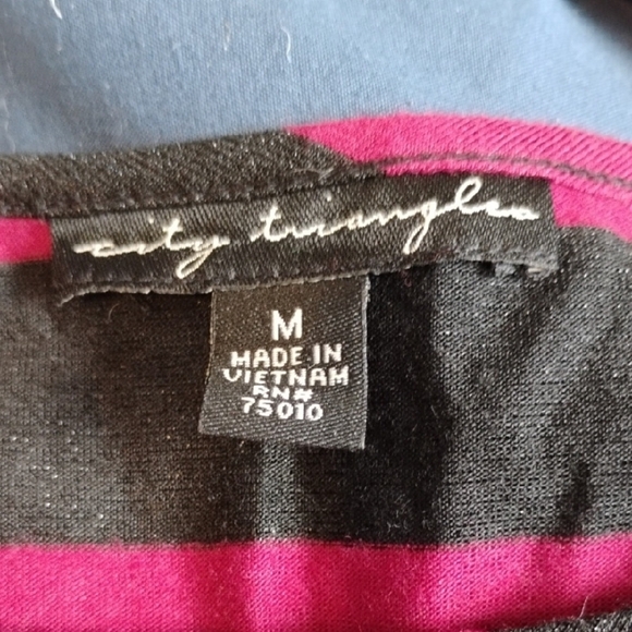 🚨5 For $25🚨 City Triangles Pink and Black Striped Mini Dress - Picture 2 of 3